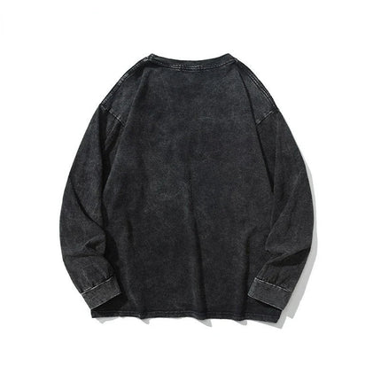American Retro T Shirts Men Oversized T-shirt Women Loose Long Sleeve Shirt Vintage Hip Hop Y2K Style Men's Streetwear Plus Size PlatiNum