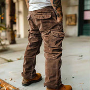 2025 Spring Summer Stylish Straight Cargo Pants Men Casual Texture Corduroy Trousers For Men Daily Leisure Loose Pant Streetwear