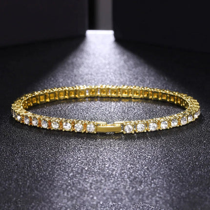 Full Rhinestone 4mm Wide Tennis Link Chain 8/18/20/24 Length Brcelet Necklace Shiny  Fashion Trendy Jewelry Men Women Hip Hop PlatiNum