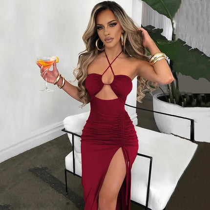 Abito Midi Senza Maniche Sexy da Donna, Vestito Aderente con Schiena Scoperta per Club Notturni e Feste, Vestidos Eleganti Para Mujer platinumshop