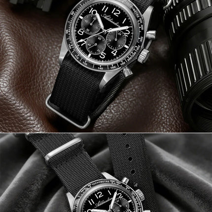 ADDIESDIVE Men's Chronograph Quartz Watch 37mm Bubble Glass 100m Waterproof Watches Ceramic Bezel BGW9 Luminous Sport Wristwatch