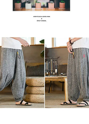 Pantaloni da jogging in seta di ghiaccio da uomo pantaloni casual stile Harajuku cinese da uomo pantaloni sportivi Harlem allentati ricamati streetwear 5XL