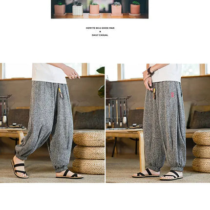 Pantaloni da jogging in seta di ghiaccio da uomo pantaloni casual stile Harajuku cinese da uomo pantaloni sportivi Harlem allentati ricamati streetwear 5XL