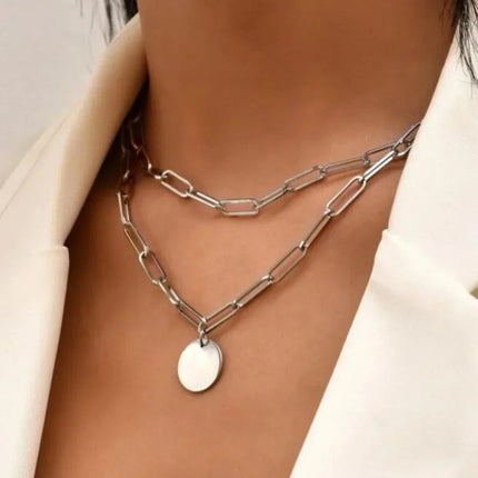 925 Sterling Silver Three-Layer Round Necklace Simple Snake Chain Charm Ball Chain Party Wedding Gift Women's Exquisite Jewelry PlatiNum