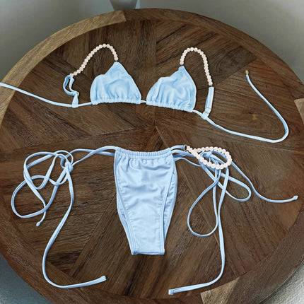 Perline Bikini 2025 Costume da bagno donna sexy Costumi da bagno femminili Micro bikini Set costume da bagno a fascia Beachwear Rosa brasiliano Biquini platinumshop