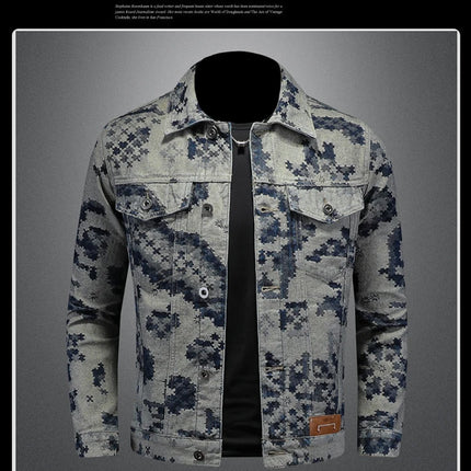 Brand Retro Denim Jacket for Men 2025 Spring Fashion Jacquard Casual Denim Jackets Social Hip-hop Streetwear Cowboy Coats