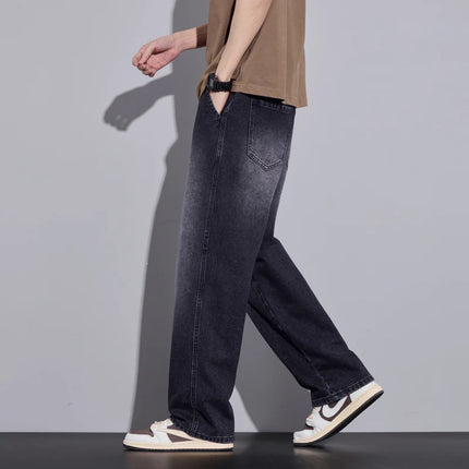 Abbigliamento da uomo Pantaloni a gamba larga Jeans larghi Streetwear Pantaloni in denim moda dritti Y2k Pantaloni da uomo in vita elastica lavati vintage