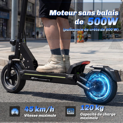 Monopattino Elettrico per Adulti TODIMART, E-Scooter Urbano, Batteria 48V 18.2Ah, Motore 499W, Velocità 24km/h, Autonomia 30-45km, Monopattino Elettrico Pieghevole Portatile per Pendolari