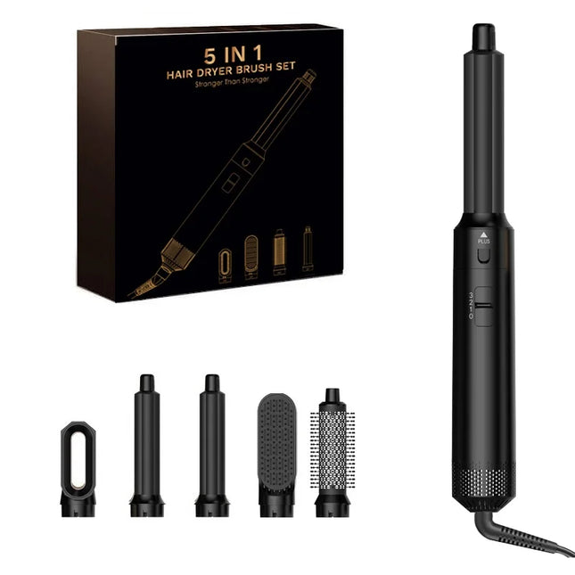 5 in 1 Hot Air Styler Hair Dryer Brush with Curling Barrels Volumizing Brush and Straightening Attachment for Home Use