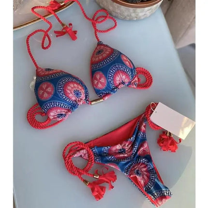 Nuovo Costume da Bagno Sexy da Donna, Set Bikini all'Uncinetto a 2 Pezzi, Triangolare Brasiliano, Push-Up, per Spiaggia Estiva PlatiNum