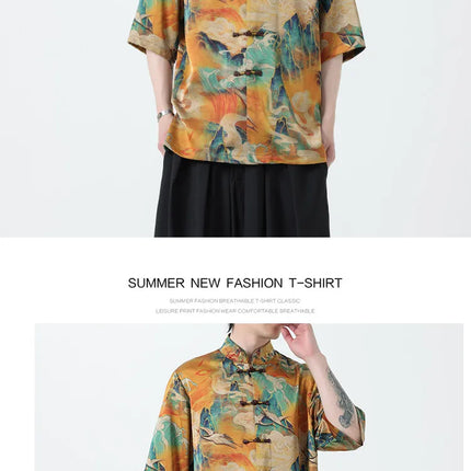 Camicie Stampate da Uomo, Stile Retrò Hawaiano, Traspiranti, Comode e Oversize con Maniche Corte