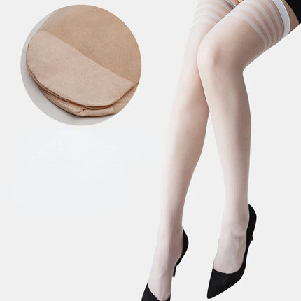Calze sexy da donna Lingerie a righe nere bianche pelle sopra il ginocchio Collant estivo calze di seta trasparenti a rete ultrasottile