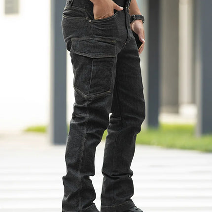 Men's Tactical Jeans Military Denim Cargo Pants Multi-pocket Elastic Casual  Work Trousers Outdoor Combat Training Hiking Pants