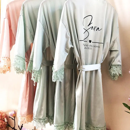 Hermana De La Novia Robes Personalizzato Madre De La Novia Kimono Personalizzato Setoso Abito da sposa da damigella d'onore Vestaglie estive in raso