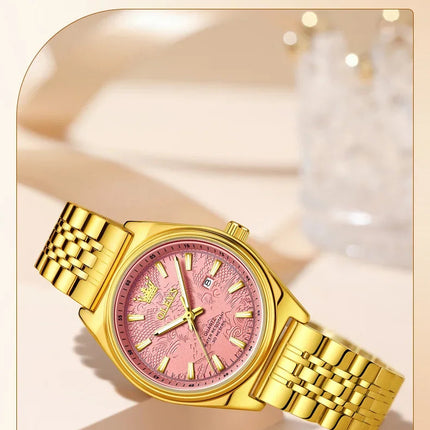 OLEVS 3703 Orologio da donna Orologio al quarzo con calendario di lusso Orologio da polso da donna impermeabile con specchio ad alta durezza 30M platinumshop