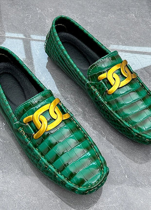 Scarpe Casual da uomo in pelle verniciata di alta qualità scarpe da guida di marca mocassini con motivo a coccodrillo maschile per scarpe basse mocassino da uomo