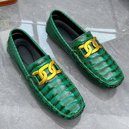 Scarpe Casual da uomo in pelle verniciata di alta qualità scarpe da guida di marca mocassini con motivo a coccodrillo maschile per scarpe basse mocassino da uomo