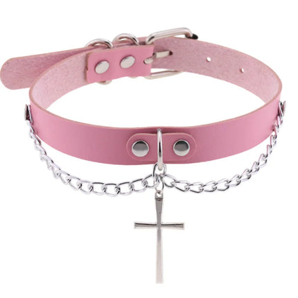 1Pc Harajuku Cuore Sexy Rivetti Cuoio DELL'UNITÀ di elaborazione Nero Goth Punk Girocollo Per Y2K Ragazze FAI DA TE Goth Star Pentagramma Collane Grosse Gioielli PlatiNum