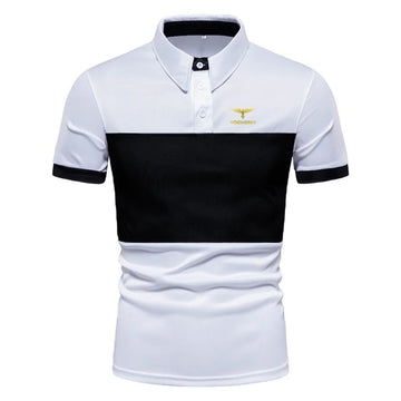 2025 Polo da uomo nuova moda estiva con stampa a righe, comoda e traspirante, abbigliamento sportivo