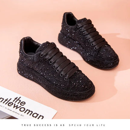 New Spring/Autumn Fashion Rhinestone Sparkling Low-Top Lace-up Casual Women's Shoes