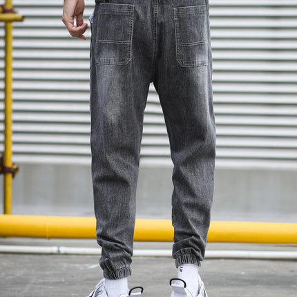 HIQOR Brand Men's Jeans Harem Denim Cargo Pants 2026 New Streetwear Jogger Hip Hop Cotton Trousers Male Blue Oversized 5XL 4XL PlatiNum