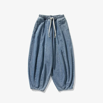 Pantaloni casual da uomo Jeans in stile giapponese Pantaloni larghi da uomo Hip Hop Lanterna Streetwear Pantaloni da uomo in denim oversize a gamba larga