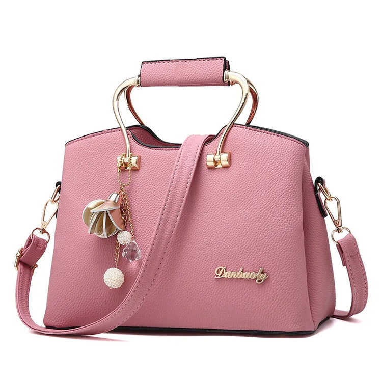 Yogodlns Luxury Pendant Handbag For Women PU Leather Tassel Shuolder Bag Designer Handle Bag Brand Shopping Mommy Shoudler Bag PlatiNum