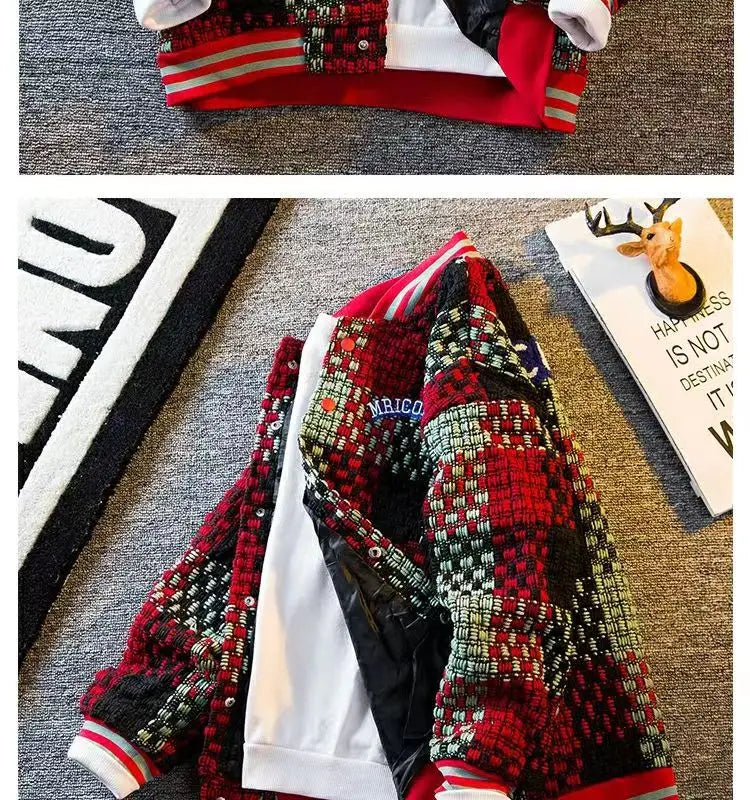 Autumn Winter New Men's Cardigan Single-Breasted Fashion Knit Sweater Stitching Colorblock O Collar Coats Swearter Jackets