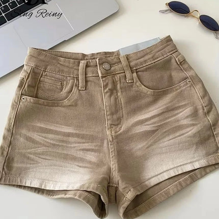 SINGREINY Women's Gradient Denim Shorts, High Quality, Aesthetic, Casual, Comfortable, American Retro Style, Basic, Beach