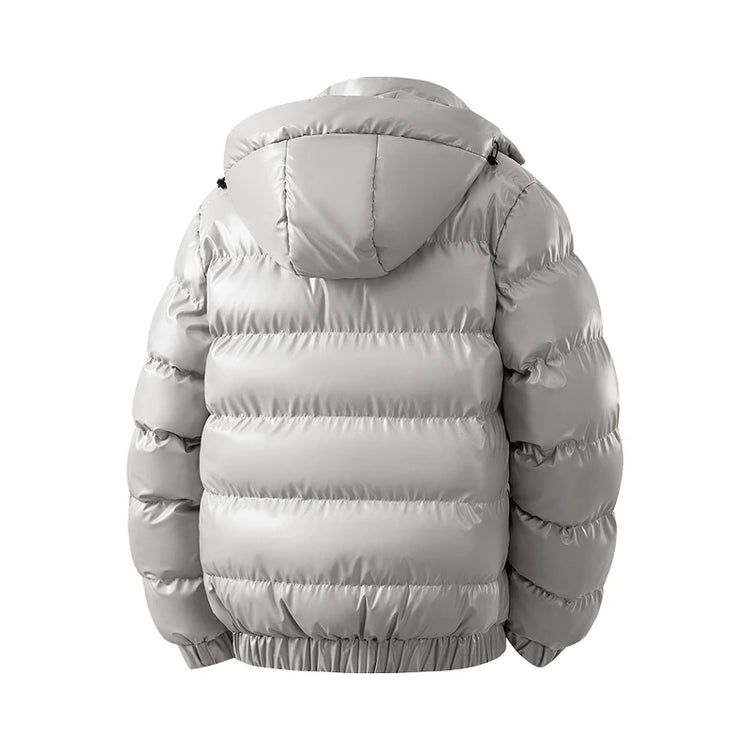 winter casual down cotton jacket Men's bright faced cotton jacket solid color thicken warm men winter coat hooded winter jacket