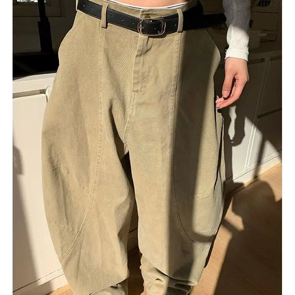 HOUZHOU Y2K Vintage Wash Donna Cargo Jeans Harajuku Scimitar Gamba larga Pantaloni in denim retrò americani Pantaloni larghi Gyaru Streetwear