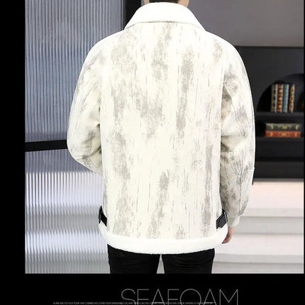 2024 Winter Woolen Motorcycle Jacket Men Thickened Velvet Casual Business Wool Blends Coat Hip Hop Social Streetwear Overcoat