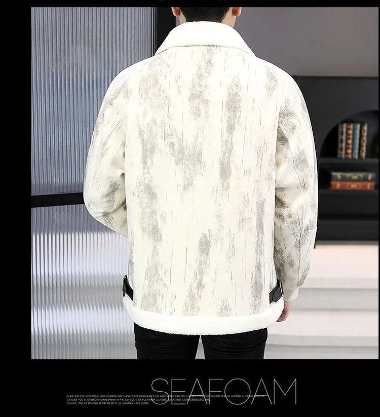 2024 Winter Woolen Motorcycle Jacket Men Thickened Velvet Casual Business Wool Blends Coat Hip Hop Social Streetwear Overcoat