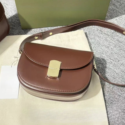 Borsa a tracolla da donna stile sella, borsa a mano in pelle PU, chiusura in metallo, design classico