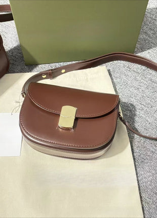 Borsa a tracolla da donna stile sella, borsa a mano in pelle PU, chiusura in metallo, design classico