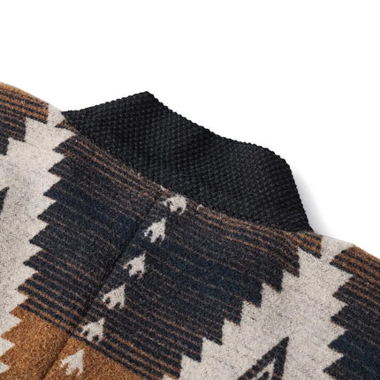 Winter New Indian Pattern Western Nomadic Robe Cotton And Wool Blend Vintage Kimono Jacket Casual Cardigan Coat
