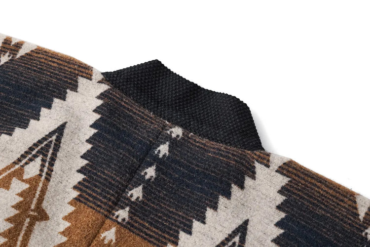 Winter New Indian Pattern Western Nomadic Robe Cotton And Wool Blend Vintage Kimono Jacket Casual Cardigan Coat