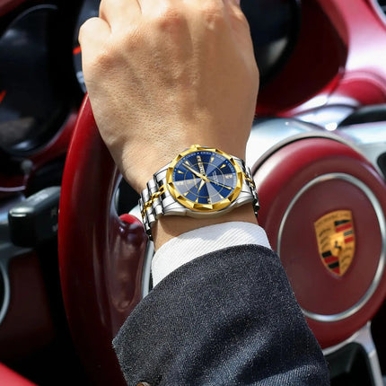 POEDAGAR Orologio da uomo di moda di lusso Top Business Impermeabile luminoso Data Settimana Orologi da uomo Orologio da polso da uomo in acciaio inossidabile al quarzo platinumshop