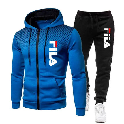 2025 Autumn/Winter Fashion Men's Casual Running Sports Set: Comfortable and Loose Two Piece Zipper Sweater and Pants PlatiNum