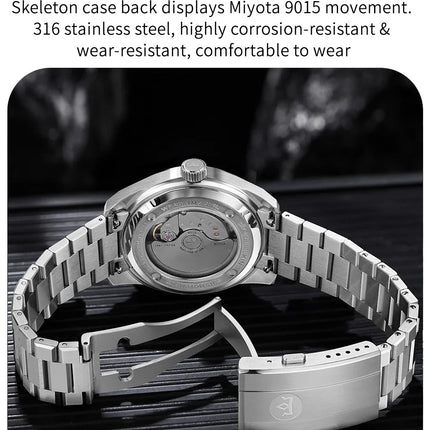 AddiesKIN Men Watch BGW9 Luminous Red Goldstone Dial Sapphire Glass 20Bar Waterproof Japan 9015 K010 Automatic Mechanical Watch