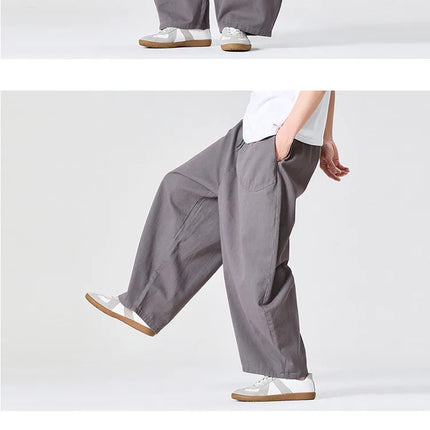 Pantaloni a Gamba Larga da Uomo, Stile Casual Harajuku, Comodi Joggers in Cotone, Pantaloni Cargo Tinta Unita, Abbigliamento Streetwear