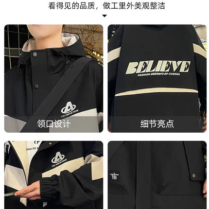 New Arrival Men's Hooded Jackets 2026 Spring Autumn Outdoor Loose Casual Coats Youth Streetwear Plus Size M-4XL Tops Clothing