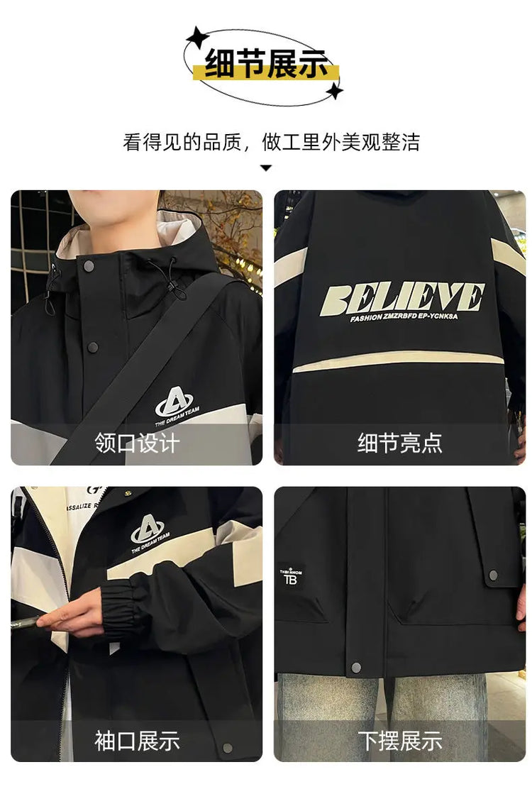 New Arrival Men's Hooded Jackets 2026 Spring Autumn Outdoor Loose Casual Coats Youth Streetwear Plus Size M-4XL Tops Clothing