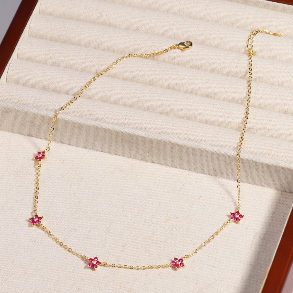 Moda colorata cubic zirconia 5 pezzi collana di fiori per le donne girocollo catena clavicola regali di gioielli da sposa