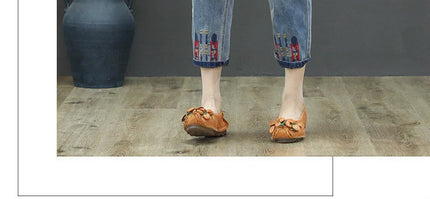 AmaxluluE Jeans larghi strappati da donna alla moda estiva Pantaloni in denim ricamati per il tempo libero da donna Pantaloni Harem elastici da donna vintage
