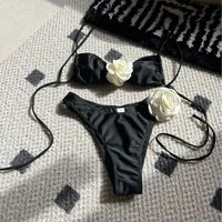 Nuovo costume da donna bikini bianco tinta unita costume da bagno alla moda con lacci a vita bassa set da due pezzi platinumshop