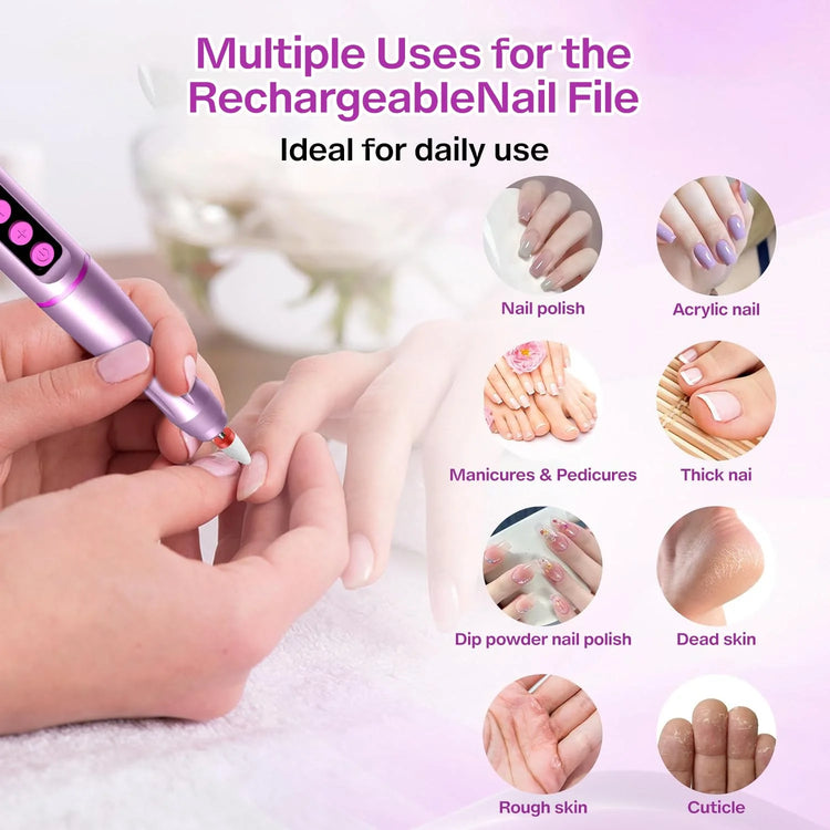 3-IN-1 Professional 35,000RPM Electric Nail DrillPortable Rechargeable Low Noise, Suitable For Manicure And Pedicure - USB Powered, Lithium Battery