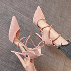 2021 Estate europea e americana pelle scamosciata a punta croce cinturino scarpe tacco alto banchett