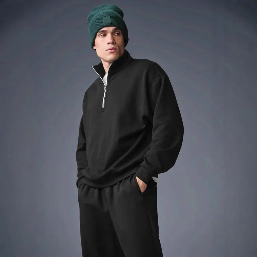 Unisex Winter Fleece Sweatshirt Thick Warm Stand Collar Zip Jacket Loose Fit Sport Top Casual Fitnes Outerwear for Men and Women