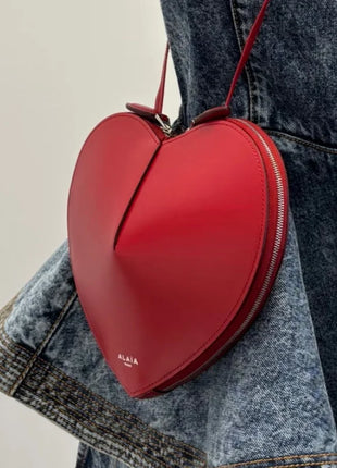 Borsa a tracolla a cuore in vera pelle, modello basic alla moda, nuova collezione 2026, per tutti i giorni, con tracolla regolabile, sottile, graziosa, da viaggio, per donna